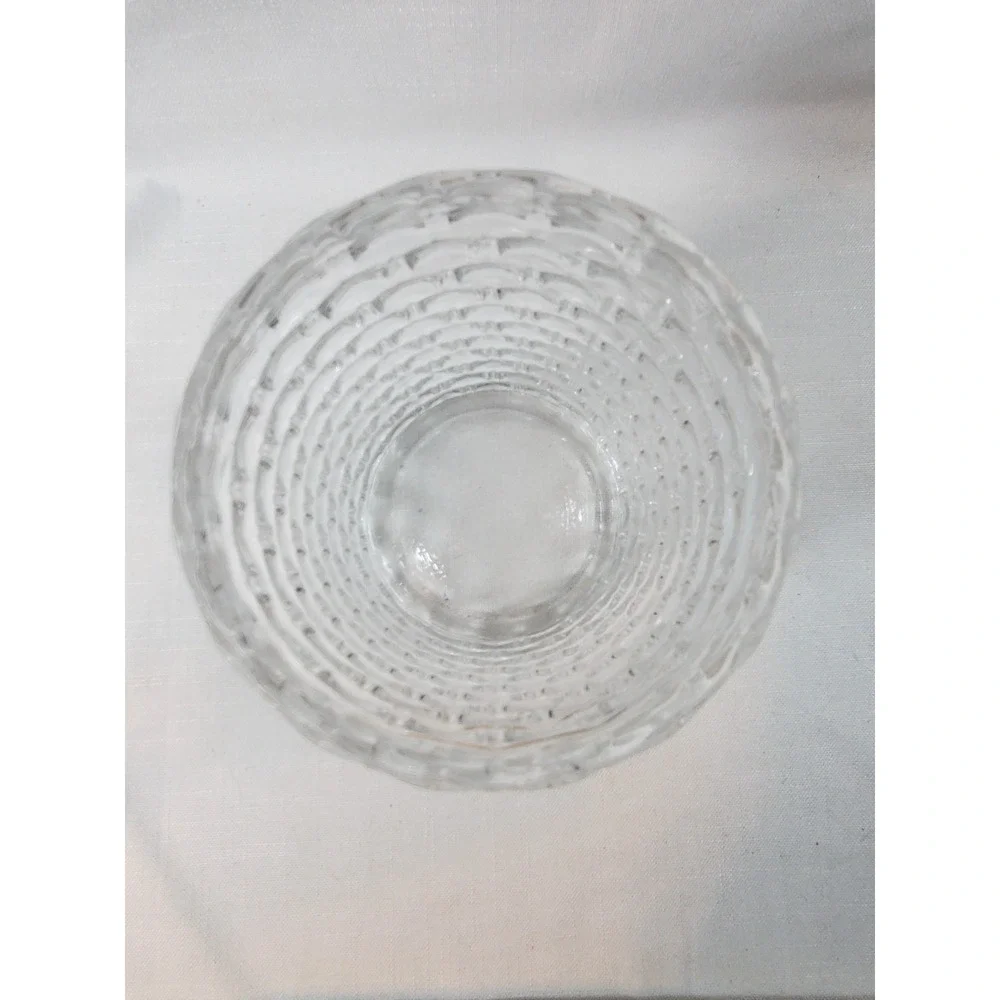 Clear Textured Glass Vase/Utensil Holder Honeycomb‎ Hex Pattern 6